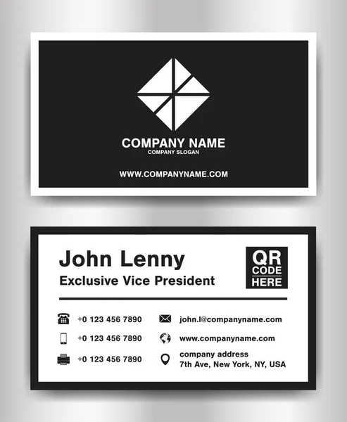 Simple black theme business name card template vector — Stock Vector