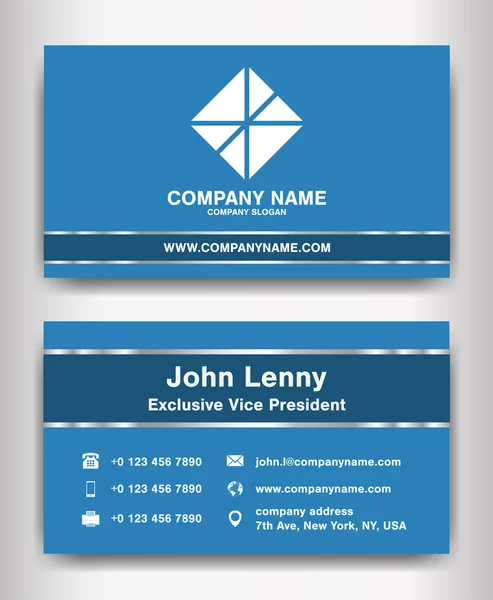 Simple blue theme business name card template vector — Stock Vector