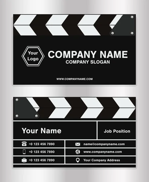 Simple clapperboard theme business name card template for movie director — Stock Vector