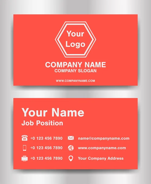 Simple orange theme business name card template vector — Stock Vector