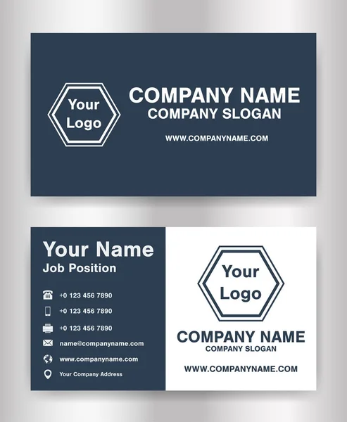 Semplice blu scuro tema business card modello vettoriale — Vettoriale Stock