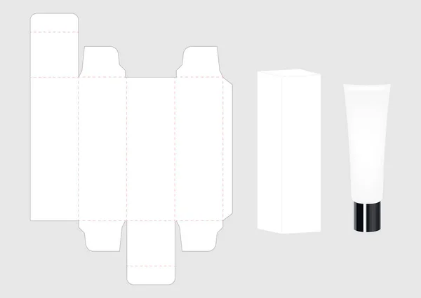 Conjunto de tubo de crema cosmética y paquete de caja — Archivo Imágenes Vectoriales