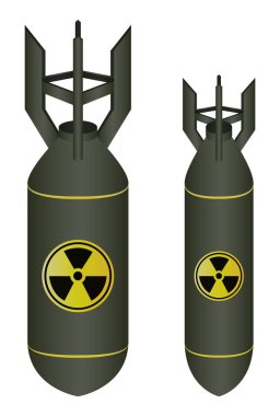 Beyaz bir arka plan üzerinde izole atomik yeşil bomba