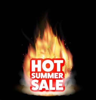 hot summer sale with a real burning fire  clipart