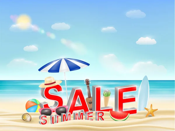 Summer sale on a sea sand beach vector — Stock Vector