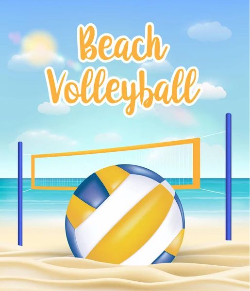 Plážový volejbal a net na písečné pláže — Stockový vektor