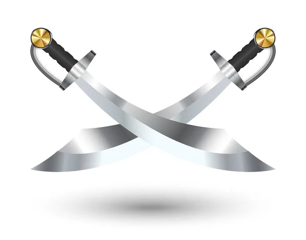 Espada de dois piratas cruzados em um fundo branco — Vetor de Stock