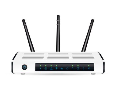 gerçek bir 3d Adsl wifi modem yönlendirici üzerinde beyaz bir arka plan
