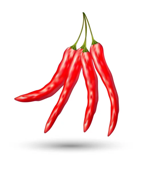 Skutečné červená chilli na bílém pozadí — Stockový vektor