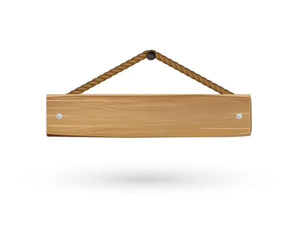 Panneau suspendu en bois sur un fond blanc — Image vectorielle