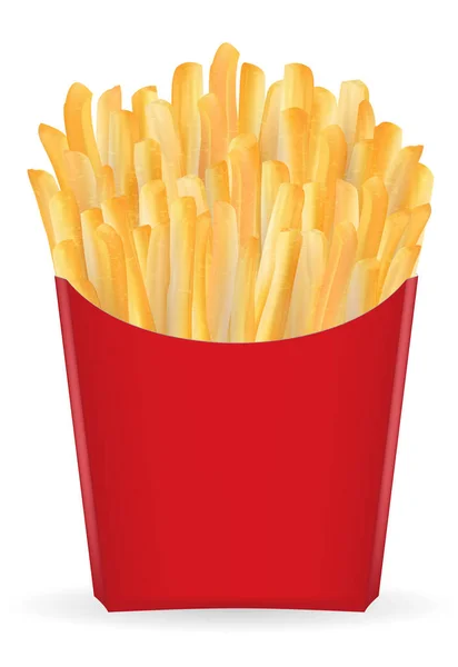 Vraies frites dans un paquet de papier rouge — Image vectorielle