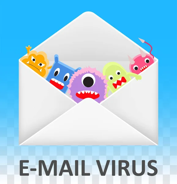 Enveloppe e-mail ouvert et infecté virus informatique — Image vectorielle