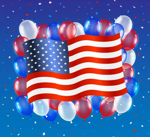 Vlag van de Verenigde Staten van Amerika met ballon achtergrond — Stockvector