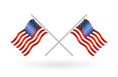Amerika Birleşik Devletleri bayrağı beyaz bir arka plan üzerinde çapraz