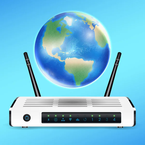 Routeur modem avec globe terrestre connexion internet — Image vectorielle