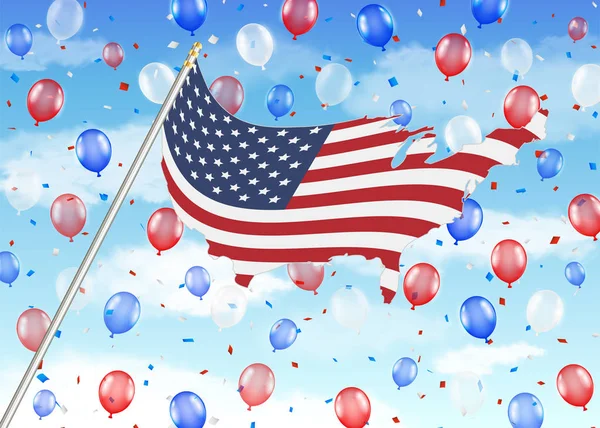 Enad stat i Amerika flagga ballong med sky — Stock vektor