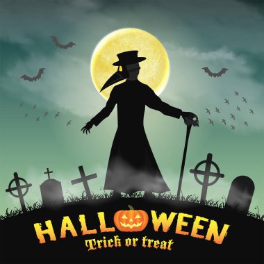 Cadılar Bayramı gecesi mezarlıkta plague doktor