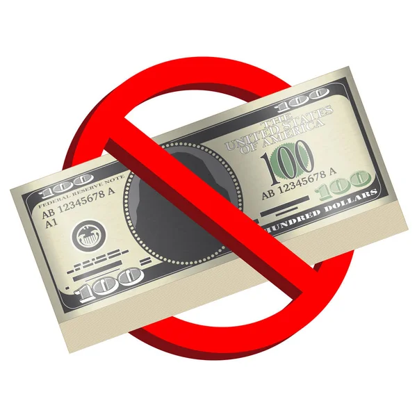100 usd vector de billetes en señal de prohibición — Archivo Imágenes Vectoriales