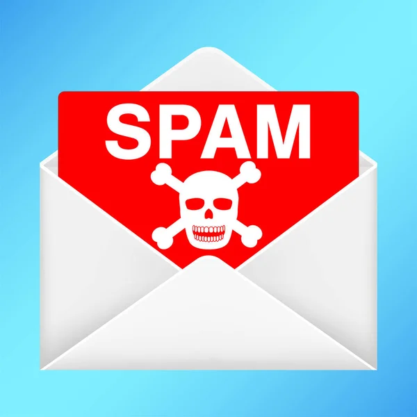 Sobre blanco con correo electrónico spam dentro — Vector de stock