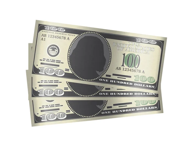 100 долларов банкноты деньги на белом фоне — стоковый вектор