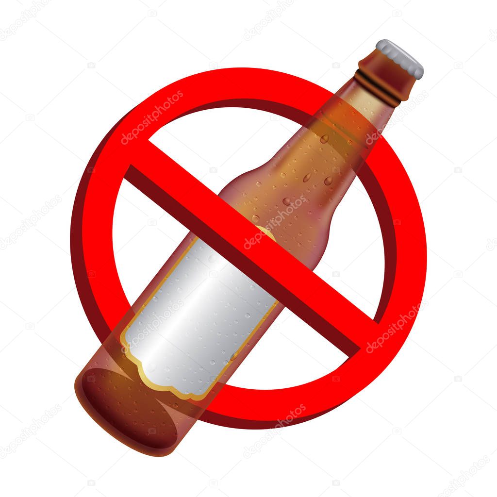 prohibition signs with alcohol beer drink bottle