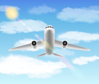Beyaz aero uçak bir gökyüzünde uçan