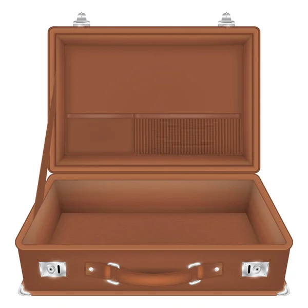 Vista frontal de la maleta abierta — Vector de stock