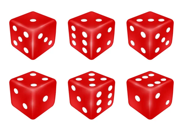 El juego de los dados rojos tres dimensiones — Vector de stock