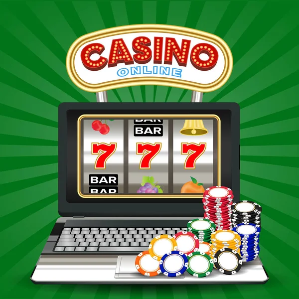 Online casino-slotmachine op laptopcomputer — Stockfoto