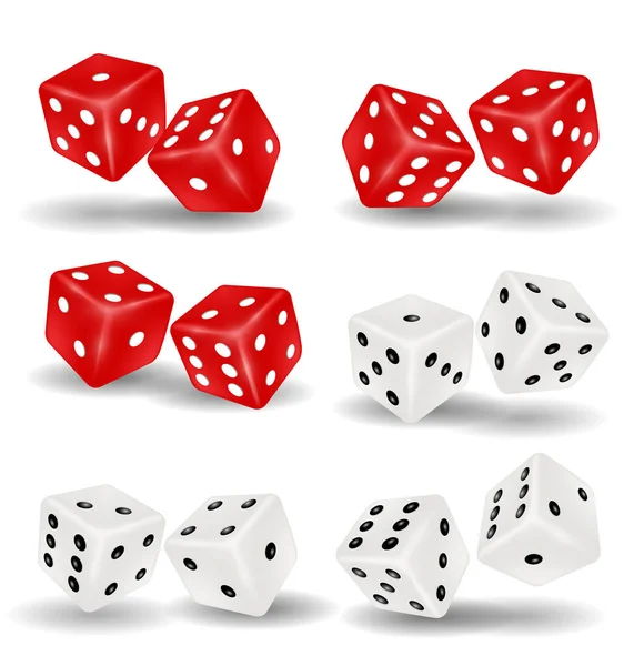 Red and white dice on a white background — Stock Vector