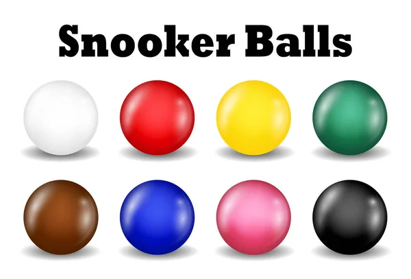 Bolas de snooker definido em um fundo branco — Vetor de Stock