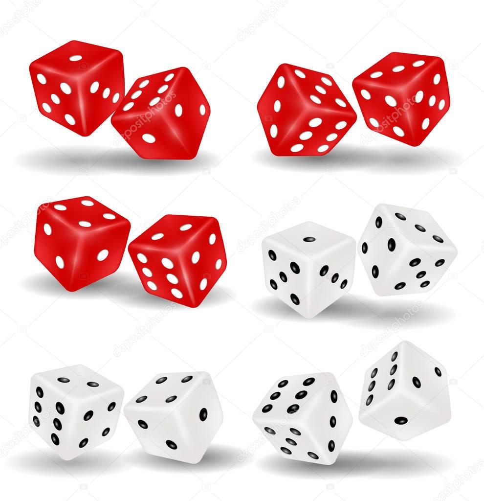 red and white dice on a white background