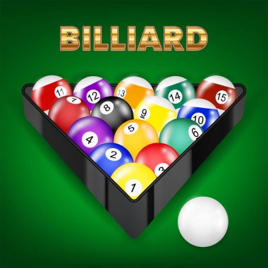 Tüm bilardo topları üçgen içinde dizi