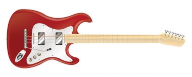 Beyaz bir arka plan üzerinde gerçek kırmızı elektro gitar