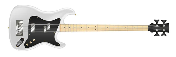 흰색 배경에 흰색 전기 베이스 기타 — 스톡 벡터