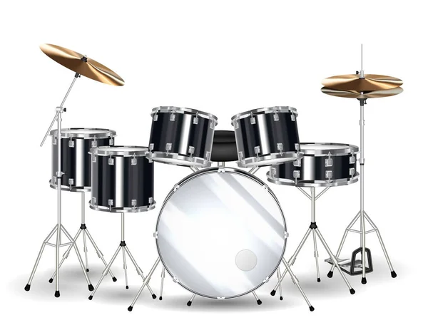 Real black drum set on a white background — Stock Vector