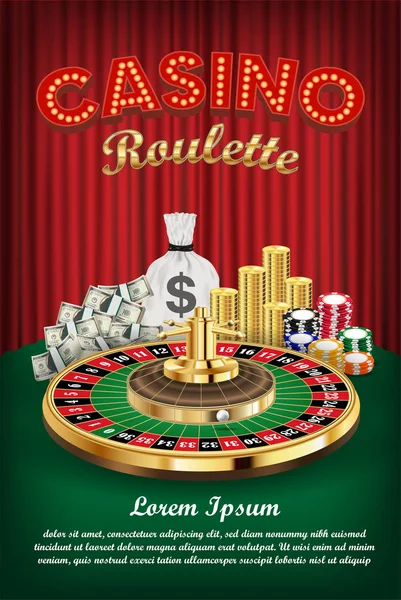 Casino rulet para ve casino fişleri ile — Stok Vektör
