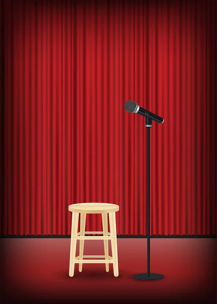 Micrófono con silla redonda en el escenario — Archivo Imágenes Vectoriales