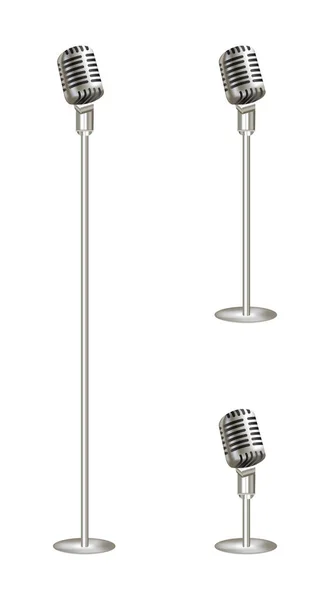 Настоящий стальной винтажный микрофон на белом фоне — стоковый вектор