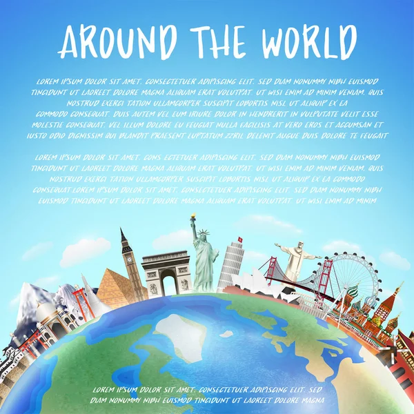 Real travel landmark around the world vector — Stock Vector
