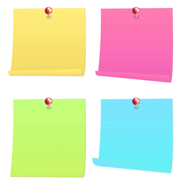 Post-it note papier met rode pin — Stockvector