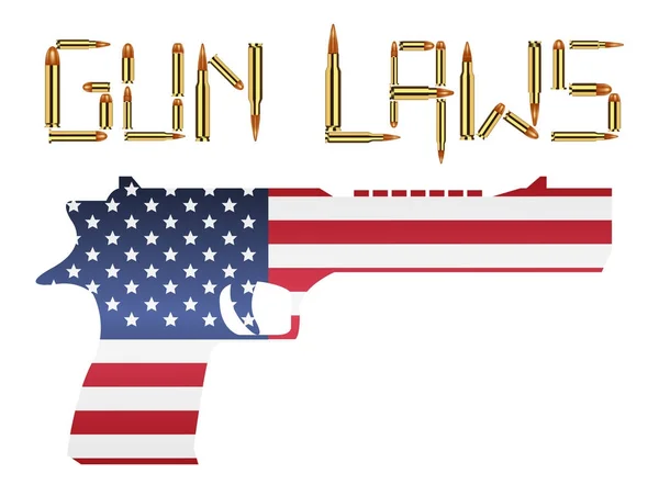 Νόμους όπλο σφαίρα με πυροβόλο όπλο χεριών σημαία Αμερικής — Διανυσματικό Αρχείο