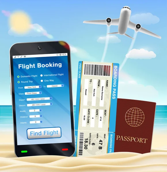 smartphone online uçuş rezervasyon bilet pasaport