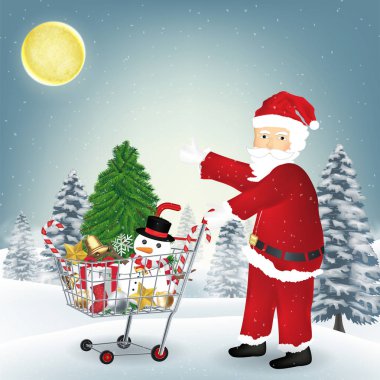 Noel Baba Noel nesnesiyle alışveriş sepeti