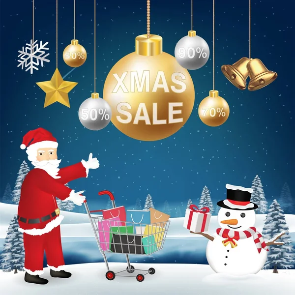 Різдвяний Продаж Декоративний Сантою Клаус Сніговик — стоковий вектор