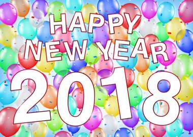 mutlu yeni yıl 2018 withballoon parti arka plan