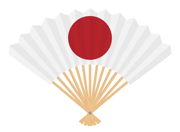 Bendera Jepang Pada Kipas Pada Latar Belakang Putih - Stok Vektor