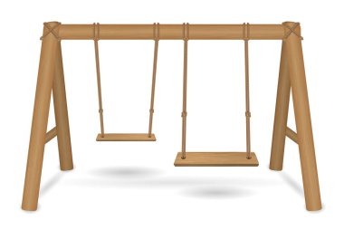 Beyaz bir arka plan üzerinde ahşap salıncak vektör