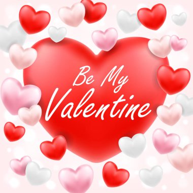 mutlu Sevgililer günü pembe kırmızı beyaz kalp ile