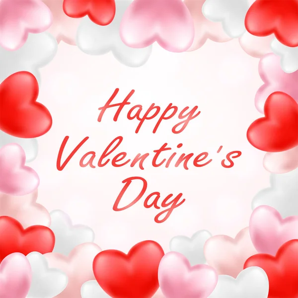 mutlu Sevgililer günü pembe kırmızı beyaz kalp ile